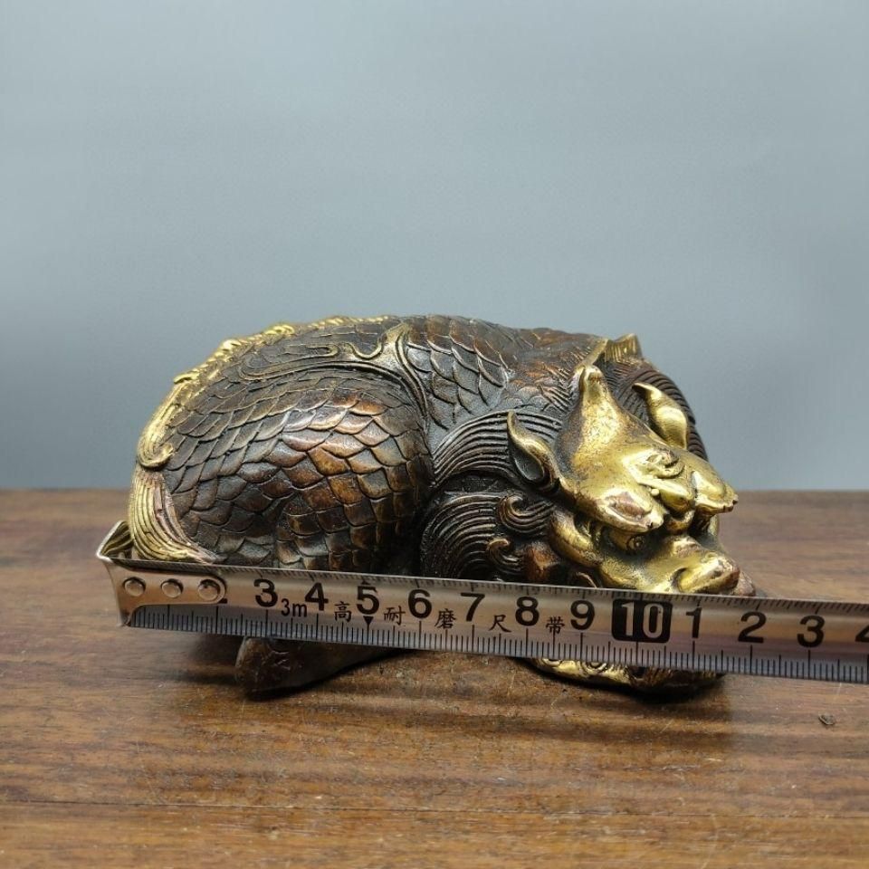 銅器 ヘチ 麒麟 文鎮 文房具 書房 酒?笥 装飾品 工芸品 置物 - メルカリ