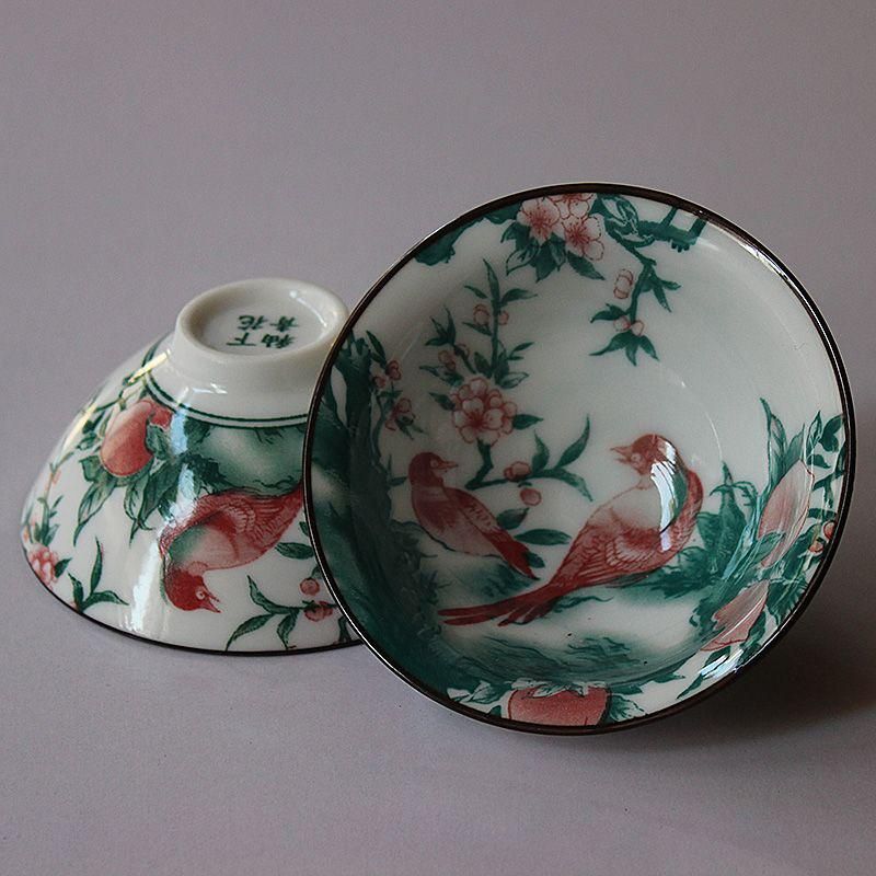 宗完書付 加藤石春作 黒織部写 銘『清楽』 茶碗 共箱 茶道具