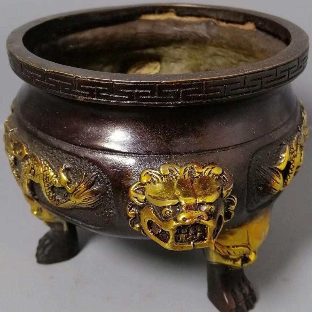 双龍戯珠香炉 銅製 香道具 装飾品 工芸品 美術品 置物 - メルカリ