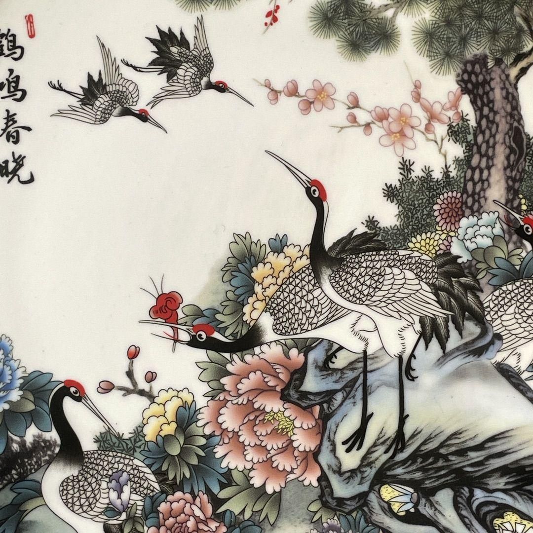 清乾隆粉彩松鶴図紋賞盤 景徳鎮 陶磁器 装飾品 現代工芸品 美術品 置物