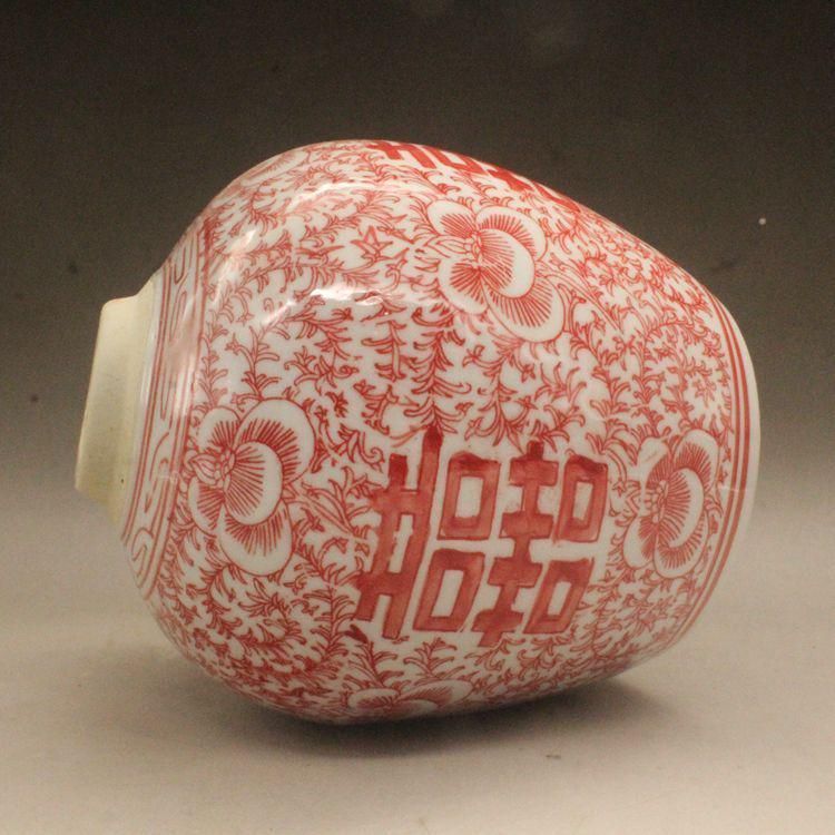 美術品・アンティーク・コレクション 清光緒釉里紅双喜茶壺 景徳鎮