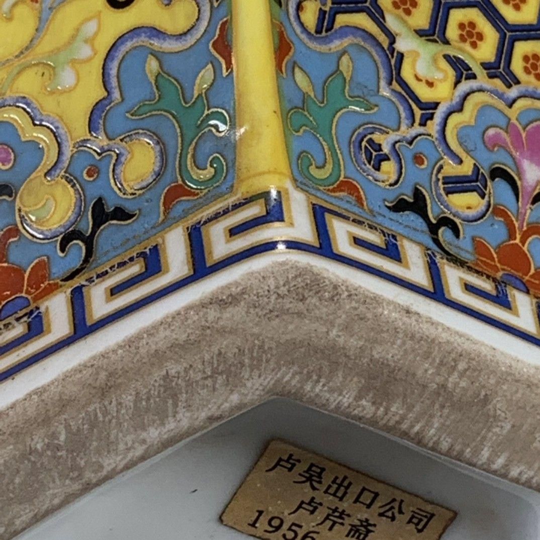 清代雍正彩蒔花鳥多稜花瓶 景徳鎮 陶磁器 装飾品 現代工芸品美術品