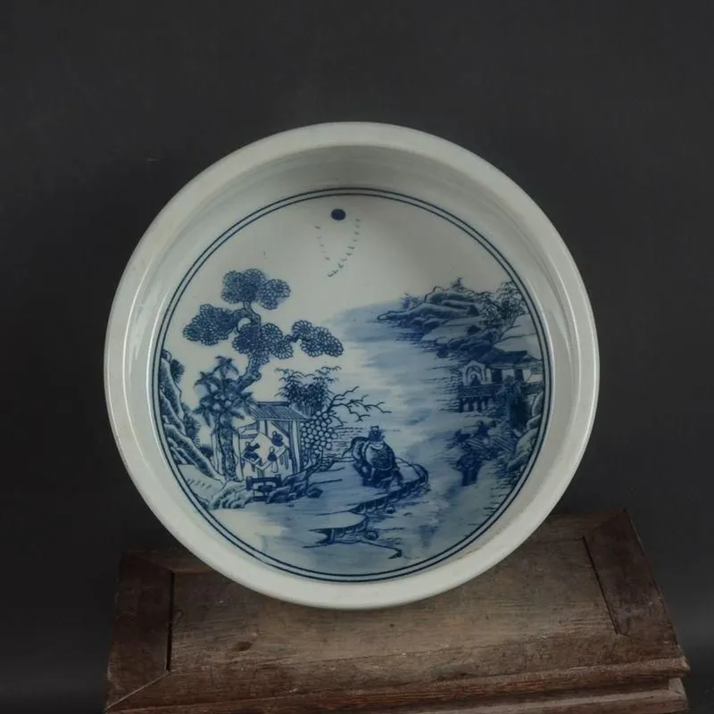 鯖山水 庭楼 筆洗 水仙の鉢 陶磁器 セール中 装飾品 現代工芸品美術品 置物