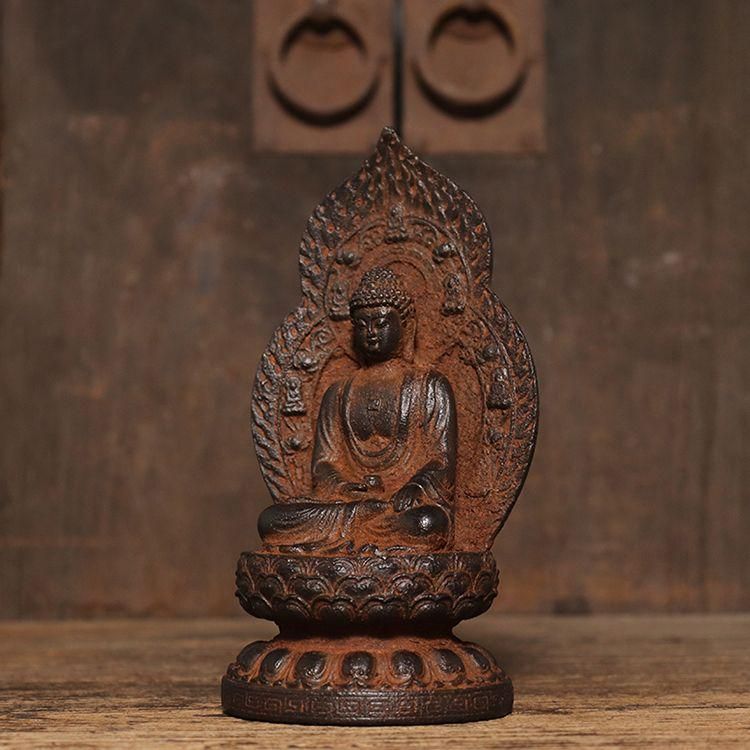 鉄器 鉄仏 ディスカウント 蓮華仏坐像 現代工芸品 美術品 置物