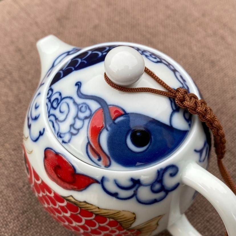 中国美術 茶器 景徳鎮 竜魚納福竜旦壺 急須 茶器 新品未使用 - メルカリ