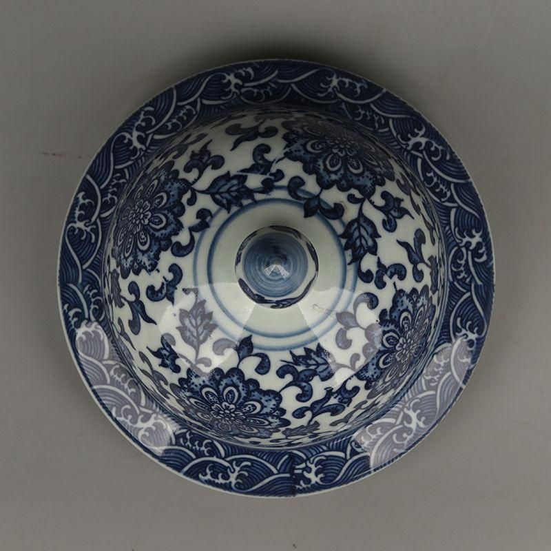 青花纏枝蓮紋将軍壺 景徳鎮 陶磁器 装飾品 現代工芸品 美術品 置物