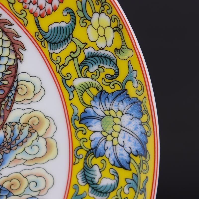 清乾隆粉彩龍鳳紋平盤賞 景徳鎮 陶磁器 装飾品 現代工芸品 美術品 置物