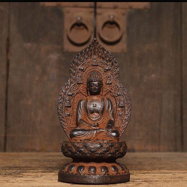 鉄器 鉄仏 ディスカウント 蓮華仏坐像 現代工芸品 美術品 置物