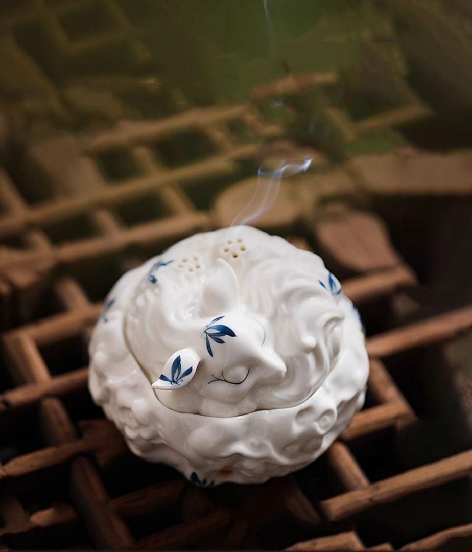 コレクション 九尾狐の焼物 香炉 香道具蓋置 置物