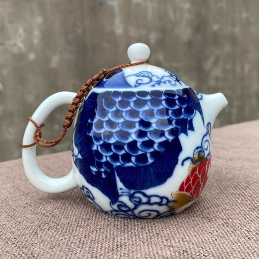 中国美術 茶器 景徳鎮 竜魚納福竜旦壺 急須 茶器 新品未使用 - メルカリ