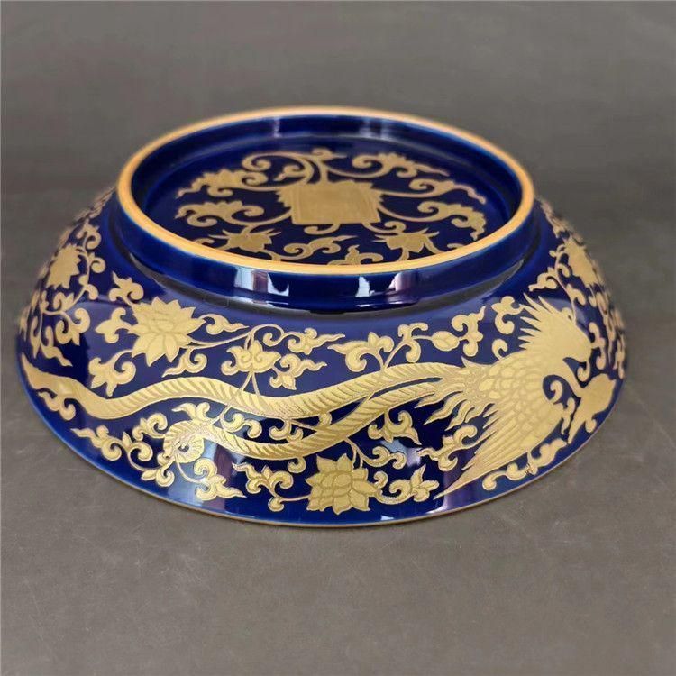 彩絵龍鳳紋盤 中国古美術 茶道具 香道具 装飾品 工芸品 美術品 置物