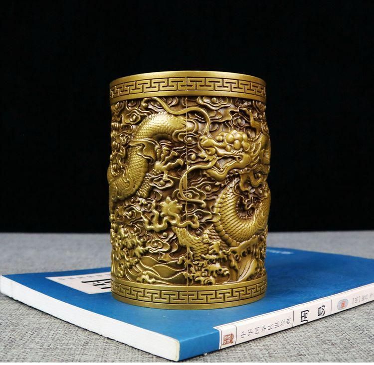 銅器 盤竜の 筆箱 書道具 文房具 現代工芸品 美術品 置物 - メルカリ