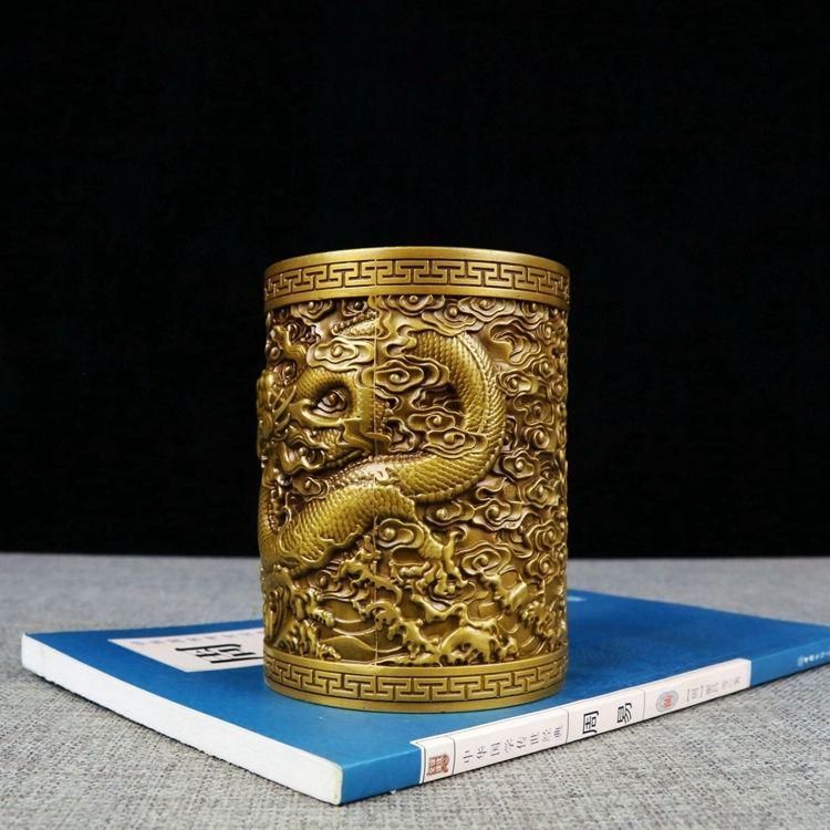 銅細工 金銭豹 書道具 文房具 装飾品 工芸品 美術品 置物 銅器 盤竜の 筆箱 書道具 文房具 現代工芸品 美術品 置物 - メルカリ