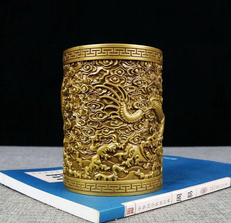 銅器 盤竜の 筆箱 書道具 文房具 現代工芸品 美術品 置物 - メルカリ
