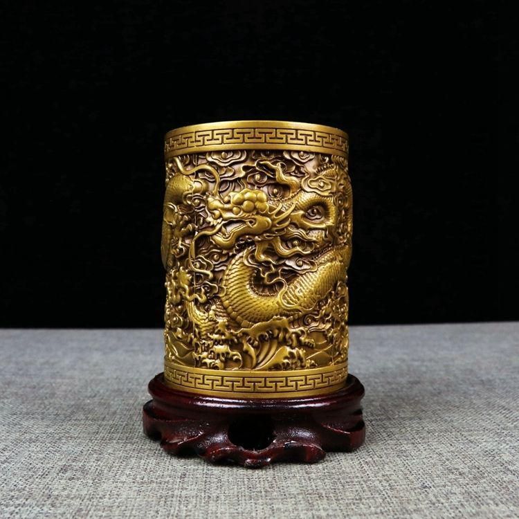 銅器 盤竜の 筆箱 書道具 文房具 現代工芸品 美術品 置物 - メルカリ
