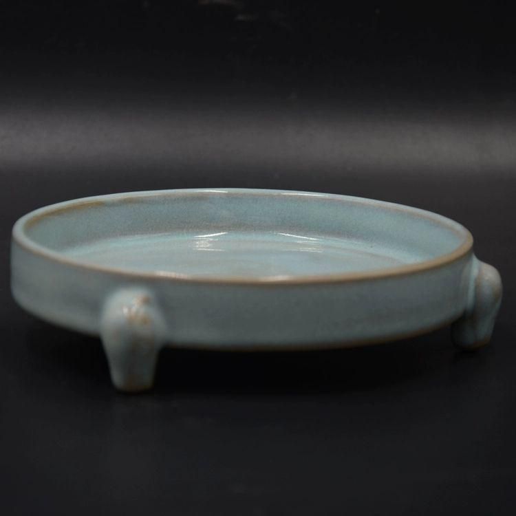 汝窯青白釉三本足筆洗 書道具文房具景徳鎮 陶磁器 装飾品 現代工芸品