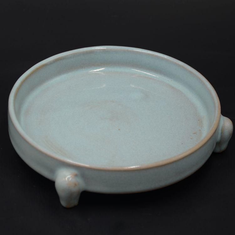 汝窯青白釉三本足筆洗 書道具文房具景徳鎮 陶磁器 装飾品 現代工芸品