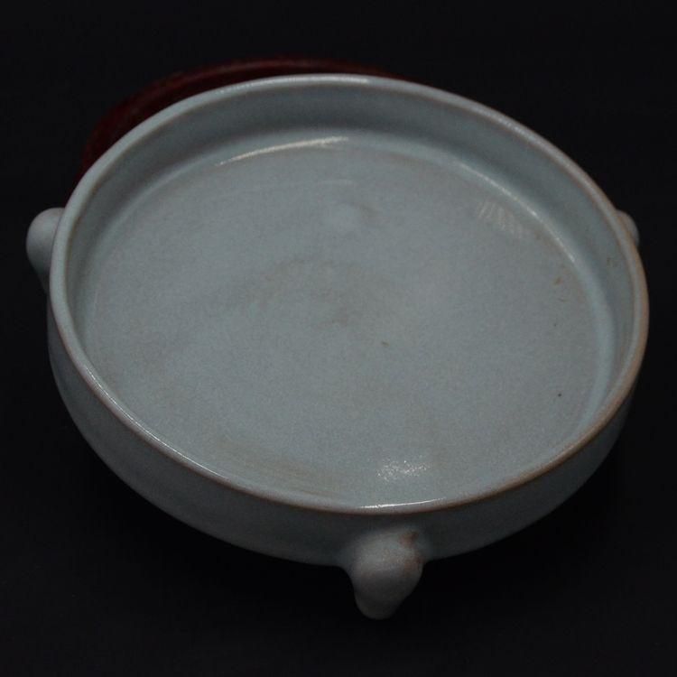 汝窯青白釉三本足筆洗 書道具文房具景徳鎮 陶磁器 装飾品 現代工芸品