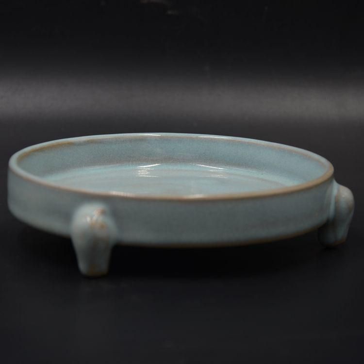 汝窯青白釉三本足筆洗 書道具文房具景徳鎮 陶磁器 装飾品 現代工芸品