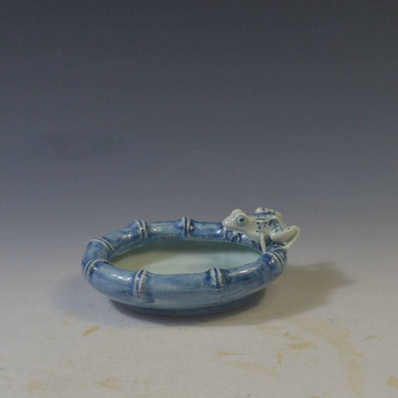 景徳鎮 陶磁器 手制蛙池 筆洗 灰皿 書道具 文房具 現代工芸品