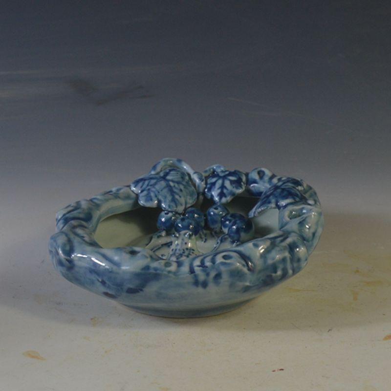 景徳鎮 陶磁器 手画青花蛙趣筆洗筆舐書道具 文房具 装飾品現代工芸品