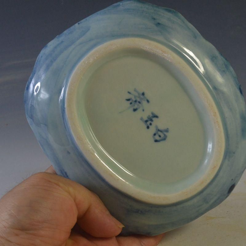 景徳鎮 陶磁器 手画青花蛙趣筆洗筆舐書道具 文房具 装飾品現代工芸品