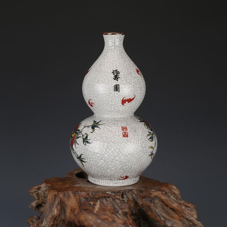 大清乾隆粉彩九桃紋瓢瓶 景徳鎮 陶磁器 装飾品 現代工芸品美術品 置物