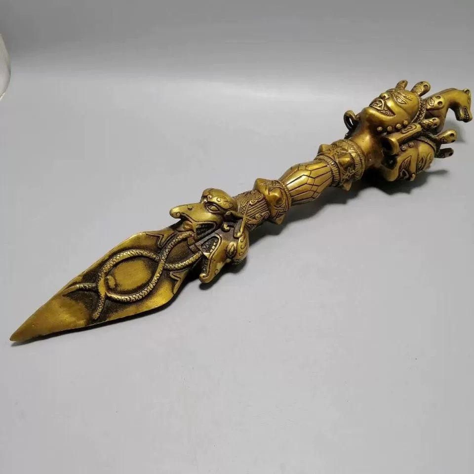 仏教美術 法器 馬頭明王三面普巴杵 降魔杵 辟邪 開運 風水招財 置物工芸品 仏教美術 法器 馬頭明王三面普巴杵 降魔杵 辟邪 開運 風水招財