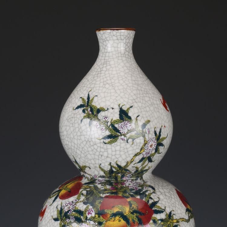 大清乾隆粉彩九桃紋瓢瓶 景徳鎮 陶磁器 装飾品 現代工芸品美術品 置物