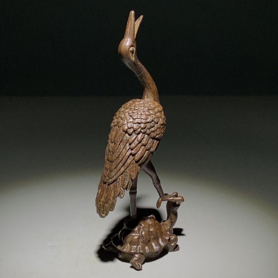 銅細工 亀鶴斉寿茶寵置物 茶道具 香道具 装飾品 工芸品 美術品 - メルカリ