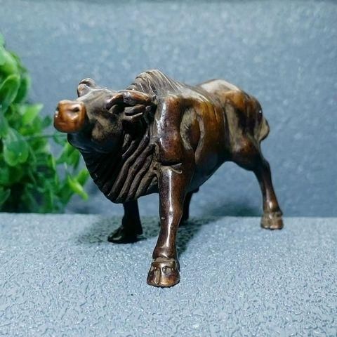 美術品・アンティーク・コレクション 銅製 干支牛 牡牛 茶台 卓上 風水