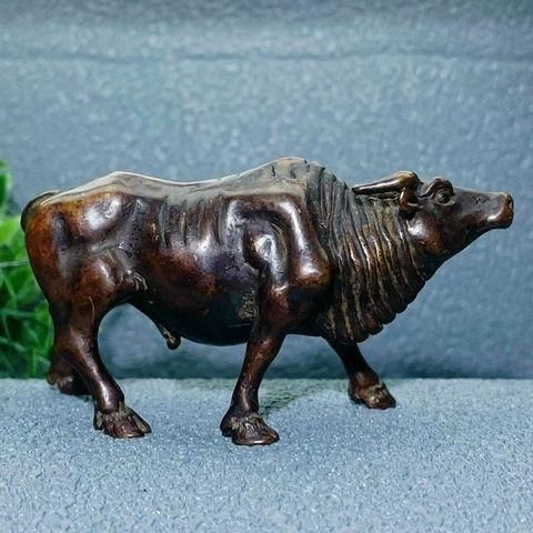 美術品・アンティーク・コレクション 銅製 干支牛 牡牛 茶台 卓上 風水