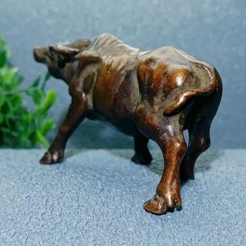美術品・アンティーク・コレクション 銅製 干支牛 牡牛 茶台 卓上 風水