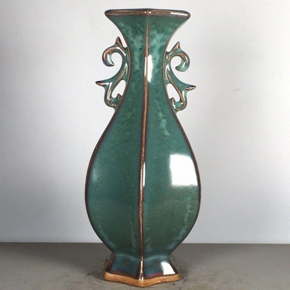 窯変双耳六角瓶賞瓶  景徳鎮 陶磁器 装飾品 現代工芸品美術品 置物 窯変双耳六角瓶賞瓶 景徳鎮 陶磁器 装飾品 現代工芸品美術品 置物