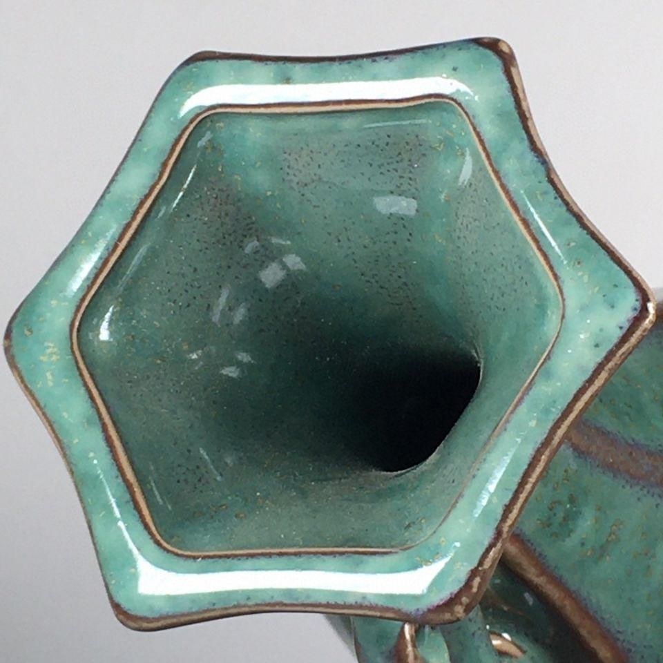 窯変双耳六角瓶賞瓶 景徳鎮 陶磁器 装飾品 現代工芸品美術品 置物