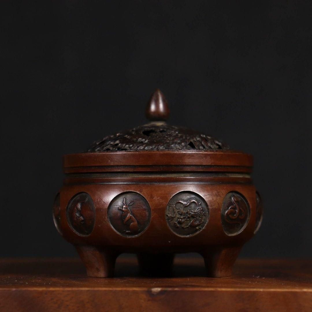 銅製 十二支三足アロマ炉 香炉 香道具 装飾品 工芸品 置物 - メルカリ