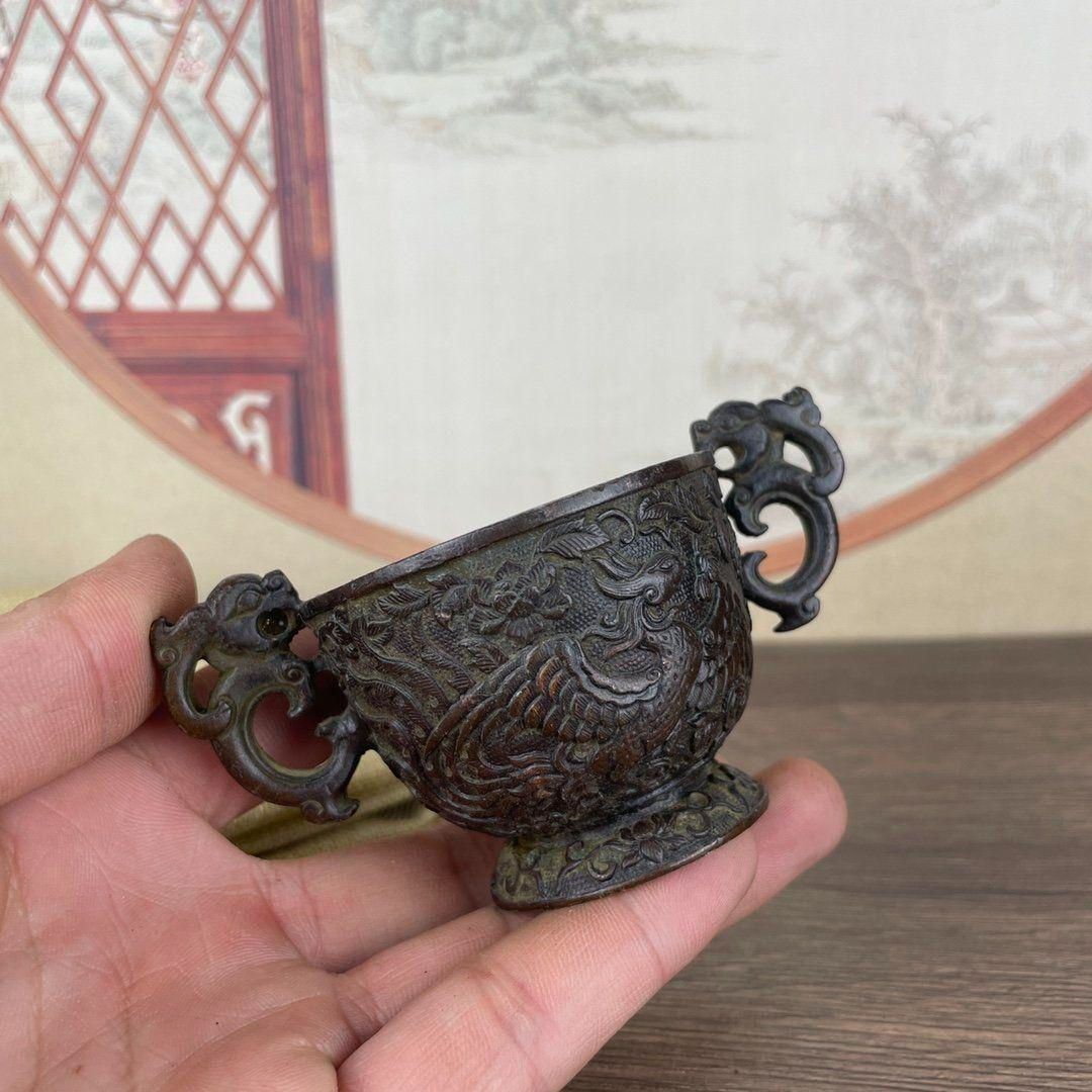 銅細工 龍鳳呈祥杯 装飾品 工芸品 美術品 置物 - メルカリ