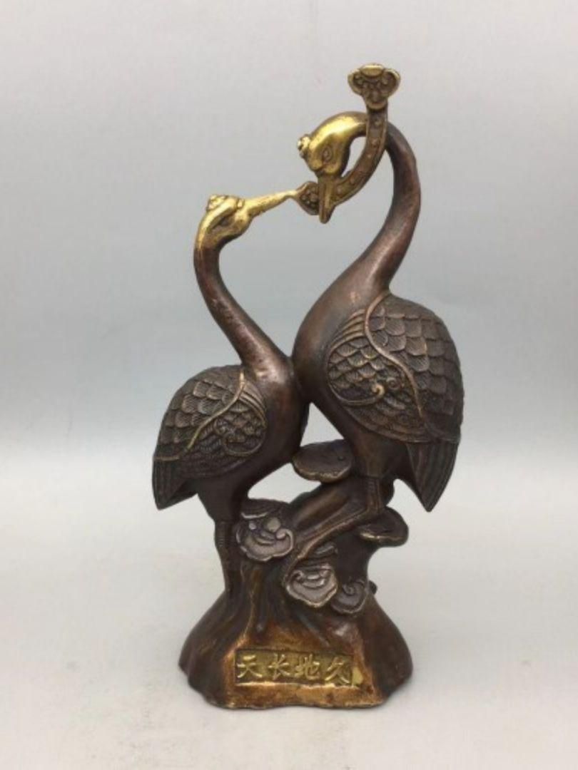 銅器の鶴の 置物 百年好合 如意吉祥 家庭 装飾品 現代工芸品 置物 銅器の鶴の 置物 百年好合 如意吉祥 家庭 装飾品 現代工芸品 置物