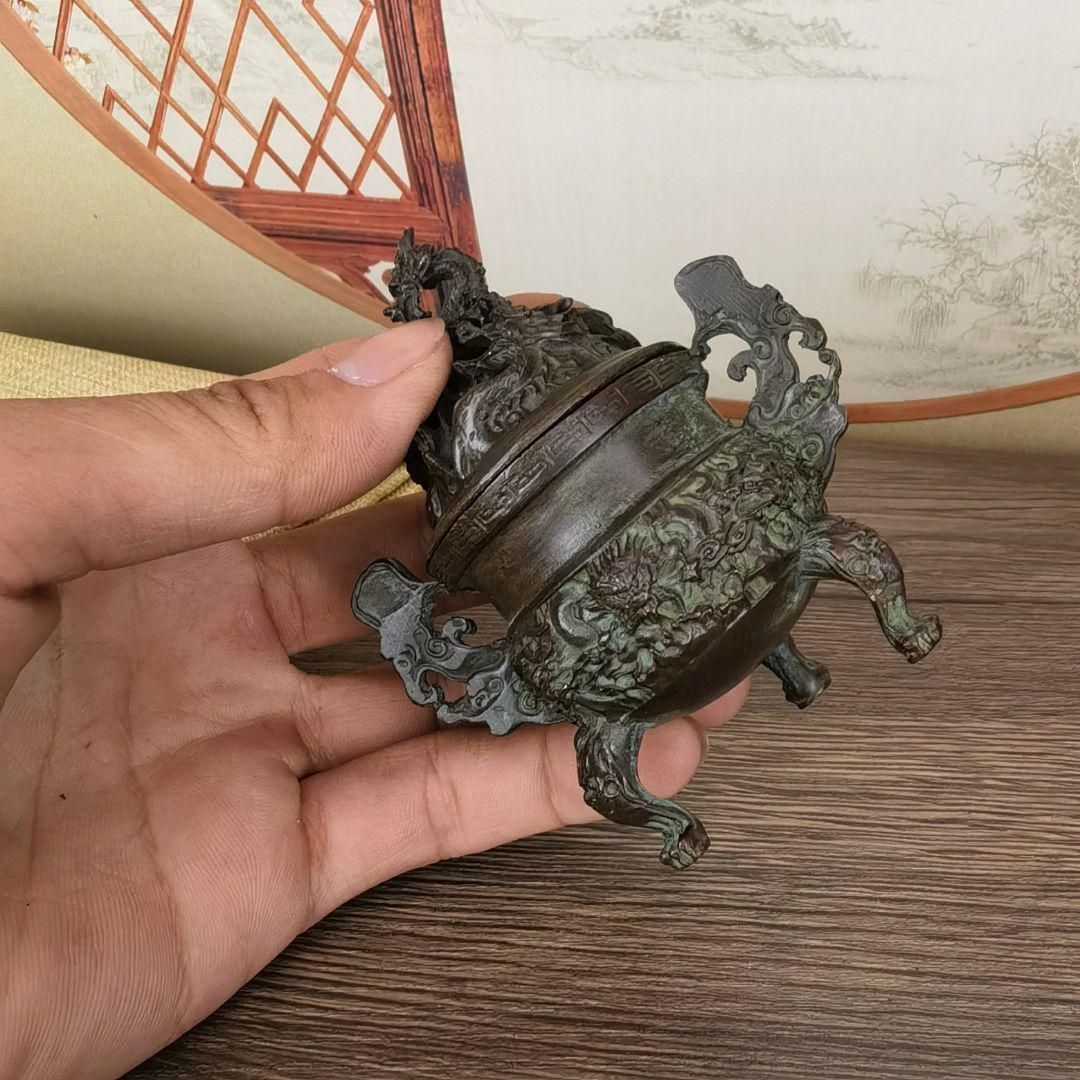 銅 細工 香道具 蓋置 竜紋炉 香炉 装飾品 工芸品 美術品 置物 - メルカリ