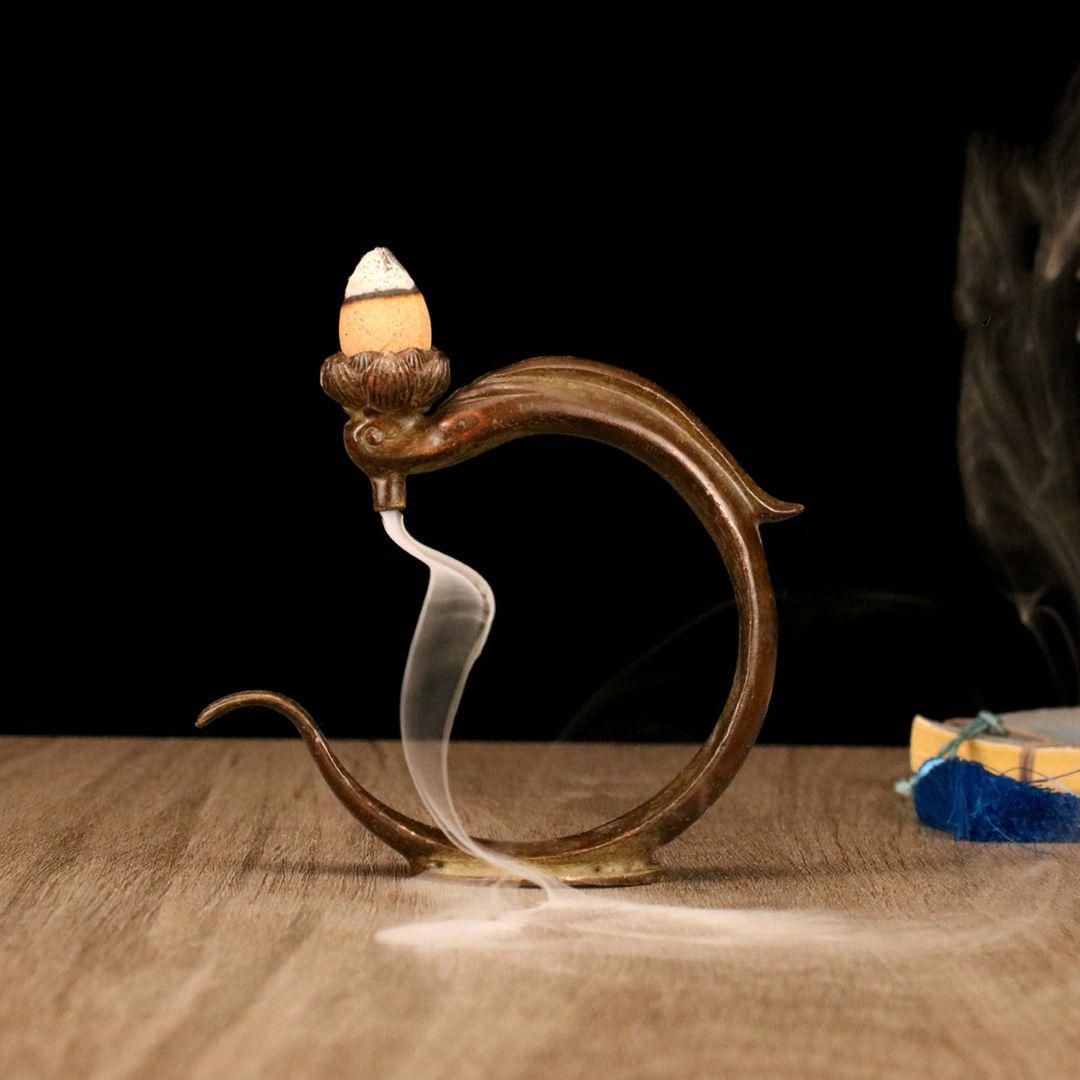 銅 細工 遊魚倒流香炉 禅意香薫炉 香挿 茶道具 香道具 装飾品 工芸品