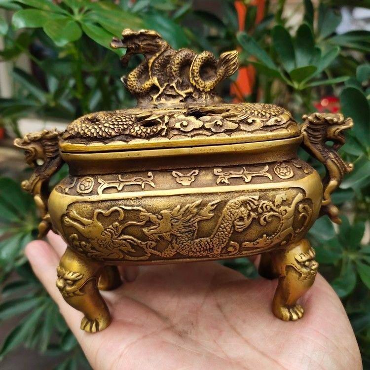 銅器 竜紋香炉 装飾品 工芸品 美術品 置物 - メルカリ