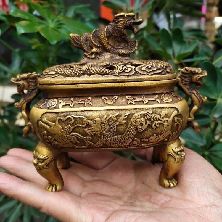 銅器 薫香炉 菱形漁網紋帯蓋香炉 香具 装飾品 工芸品 置物 銅器 薫香炉 菱形漁網紋帯蓋香炉 香具 装飾品 工芸品 置物 銅器