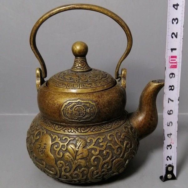 銅 細工 百子祝寿 徳利 急須 煎茶道具 提梁壺 装飾品 工芸品 置物 銅 細工 百子祝寿 徳利 急須 煎茶道具 提梁壺 装飾品 工芸品 置物