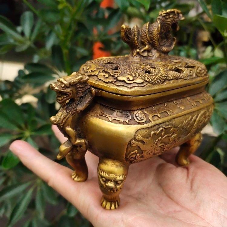 銅器 竜紋香炉 装飾品 工芸品 美術品 置物 - メルカリ