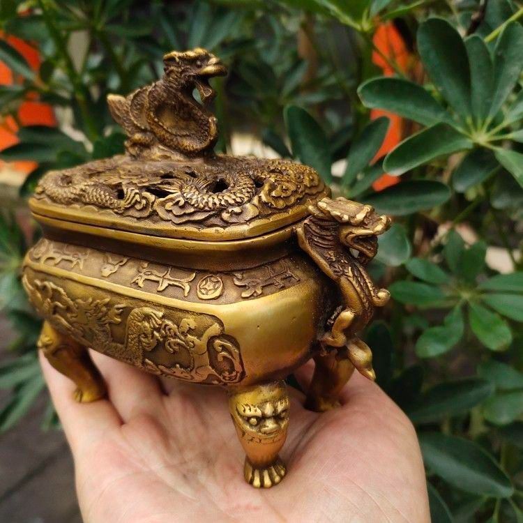 銅器 竜紋香炉 装飾品 工芸品 美術品 置物 - メルカリ