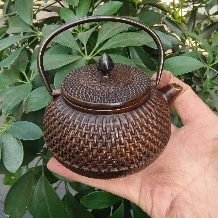 禅字波点提梁茶壺 徳利 銅壺 茶道具 工芸品 美術品 置物 - メルカリ