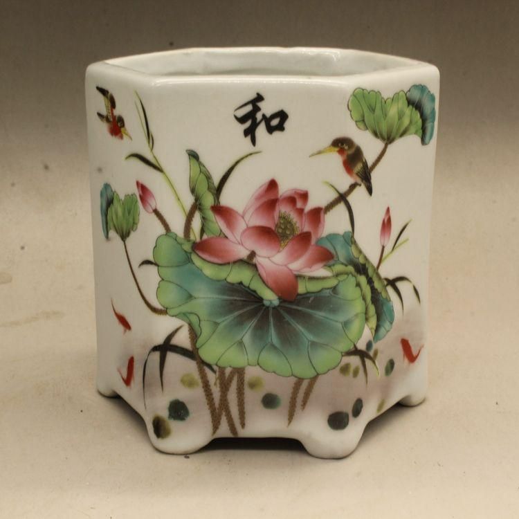 中国美術 彩蓮花六方小筆箱 書道具 文房具 工芸品 美術品 置物 - メルカリ