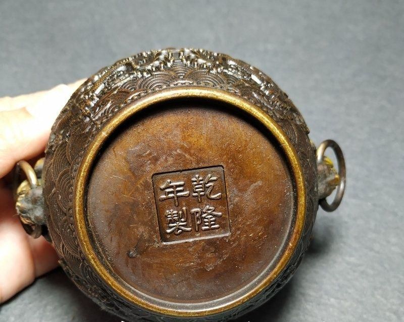 銅 細工 双龍戯珠銅壺 双獣頭香炉 筆洗 工芸品 置物 - メルカリ