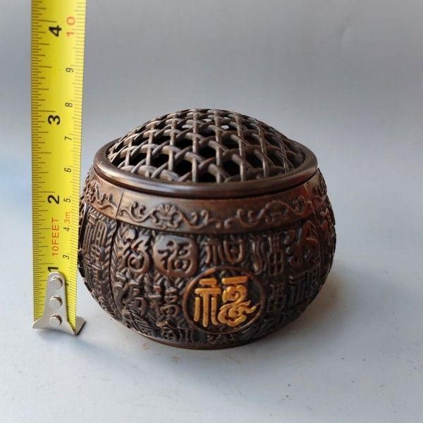 銅 細工 竹で編んだ網 百福 香炉 香道具 工芸品 美術品 置物 - メルカリ