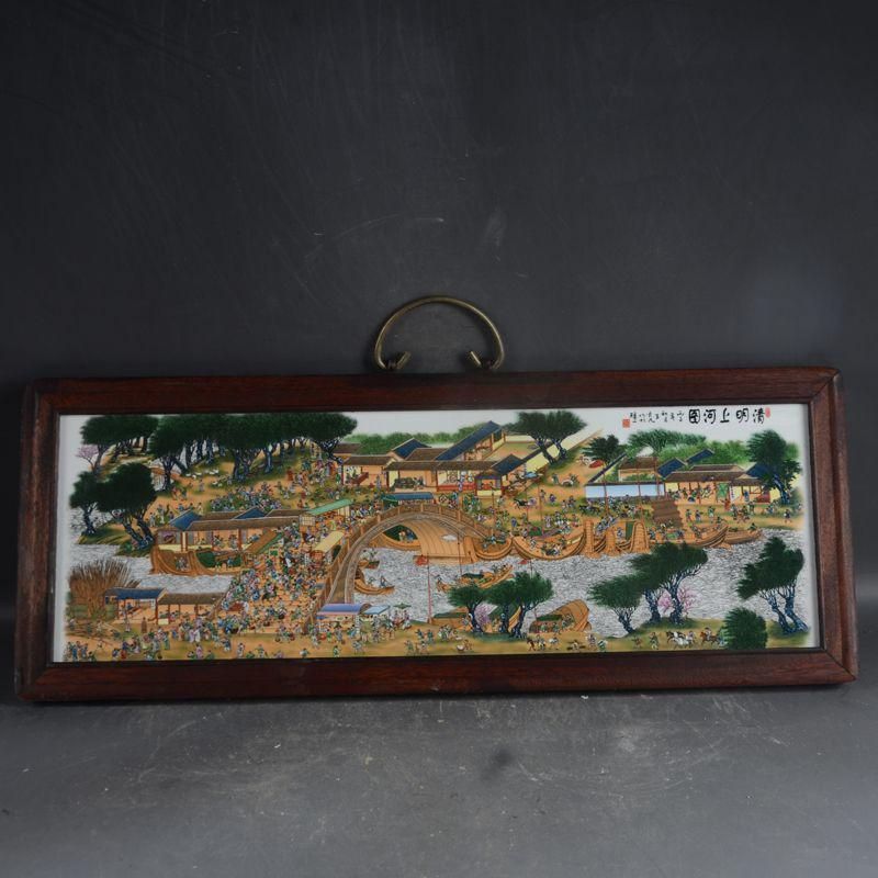 景徳鎮 陶板画清明上河図 応接間 書斎 懸掛 装飾品 現代工芸品 美術品